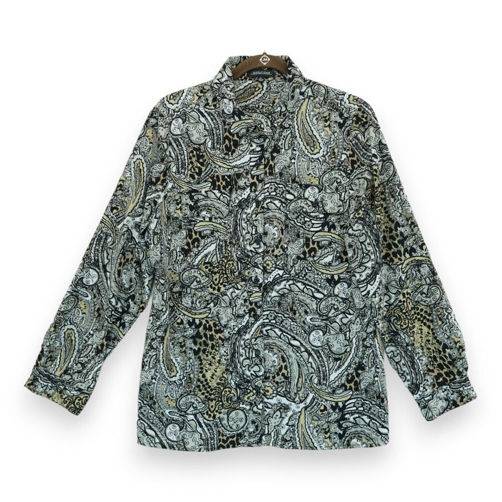 Notations‎ Women's Long Sleeve Shirt Button Up Paisley Print Size Large